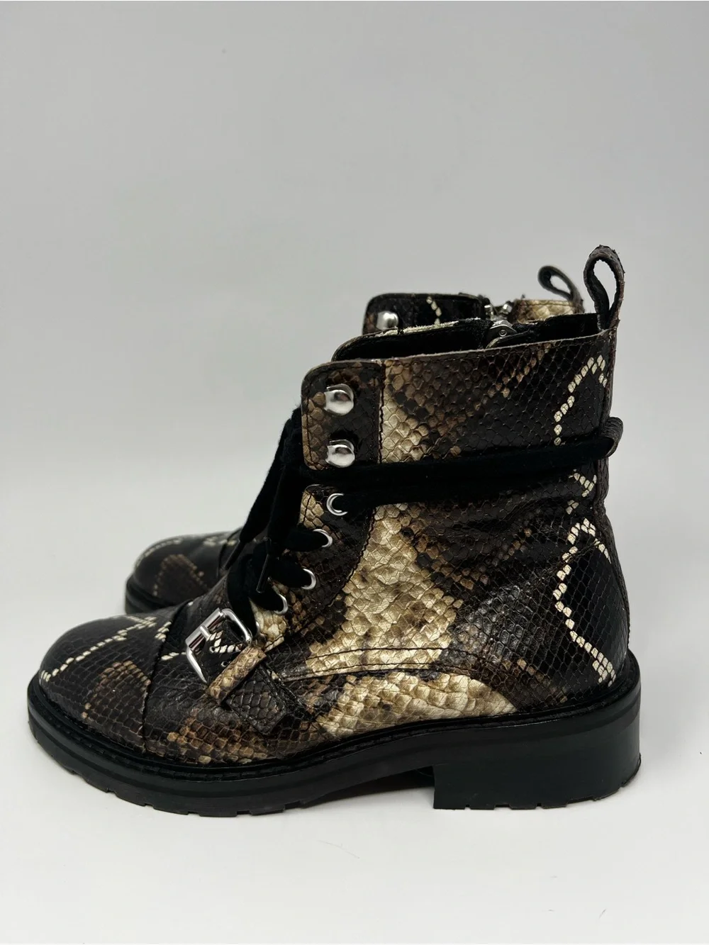 All Saints Donita Leather Snake Boots Size 8